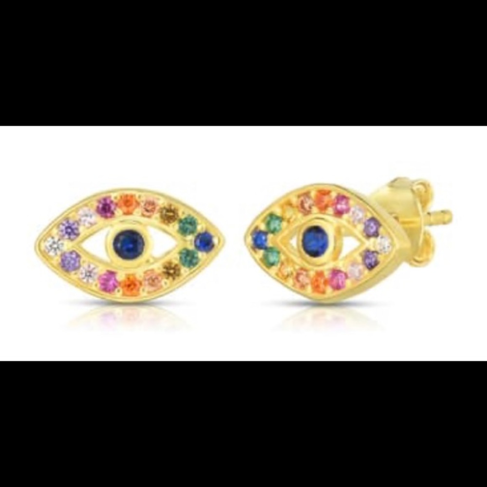 RAINBOW EVIL EYE EARRINGS ♥️🧡💛💚💙💜
